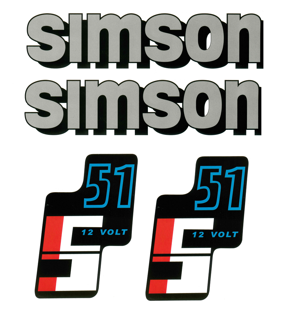 Dekorsatz Simson S51 12V Grau Aufkleber Set –
