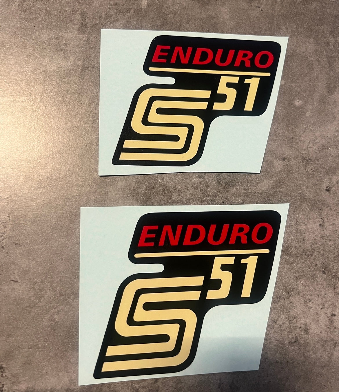 2 teiliges Wasserschiebebild Set Simson S51 Enduro Seitendeckel