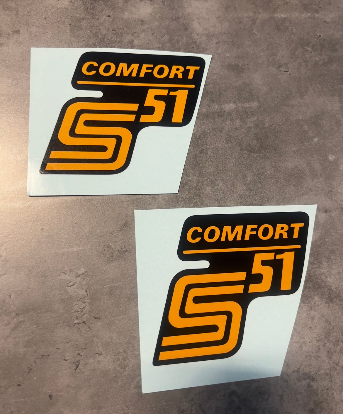 2 teiliges Wasserschiebebild Set Simson S51 Comfort Seitendeckel