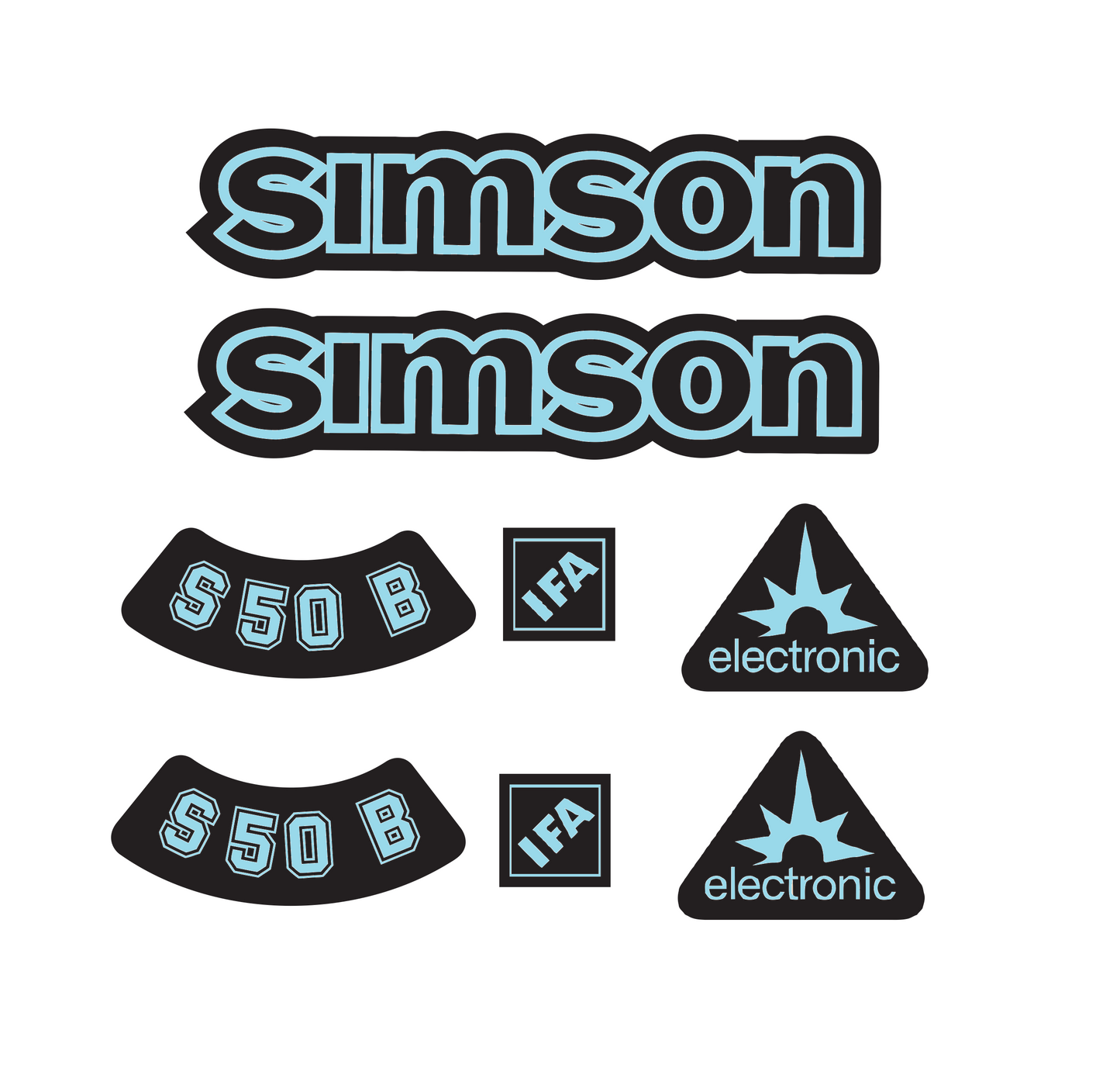 Transparente Simson S50B Aufkleber IFA electronic Tank Seitendeckel Dunkel Premium