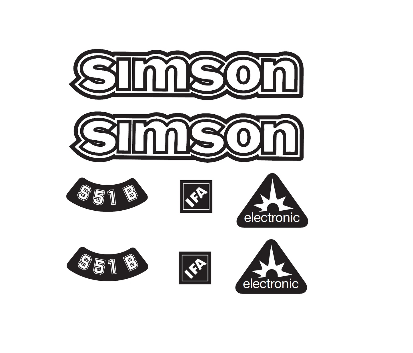 Simson S51B IFA Electronic Aufkleber Dekor Premium Retro Schwarz WEISS Hell