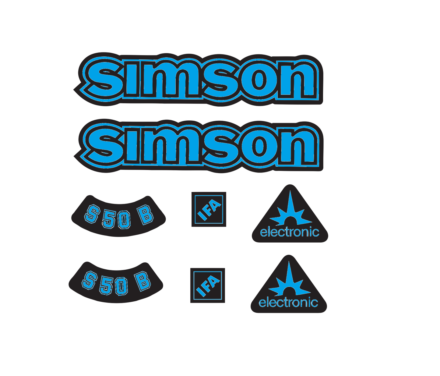 Transparente Simson S50B Aufkleber IFA electronic Tank Seitendeckel Hell Premium