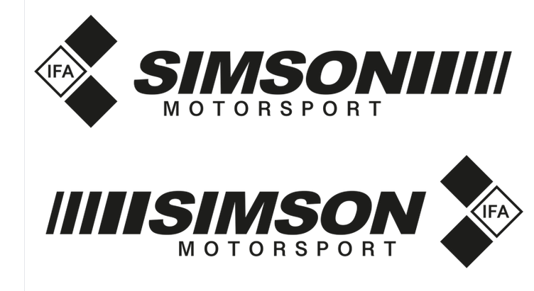 2 teiliges Aufkleber Set Simson Motorsport Schwarz