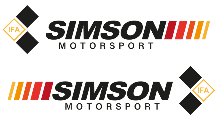 2 teiliges Aufkleber Set Simson Motorsport Schwarz Orange