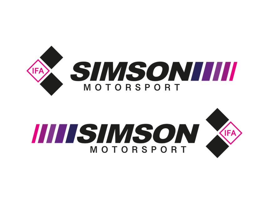 2 teiliges Aufkleber Set Simson Motorsport Schwarz Pink