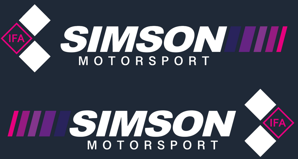 2 teiliges Aufkleber Set Simson Motorsport Weiss Pink