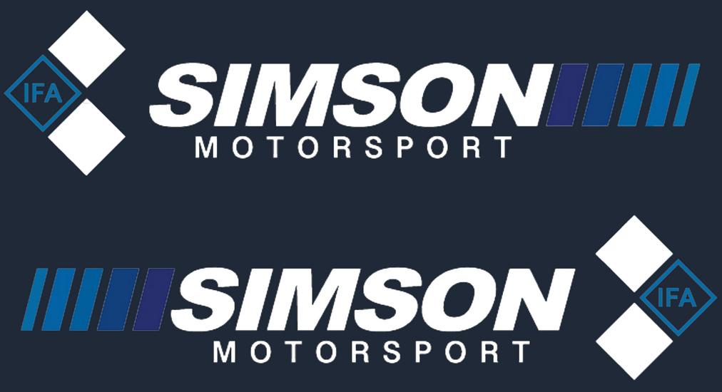 2 teiliges Aufkleber Set Simson Motorsport Weiss Blau