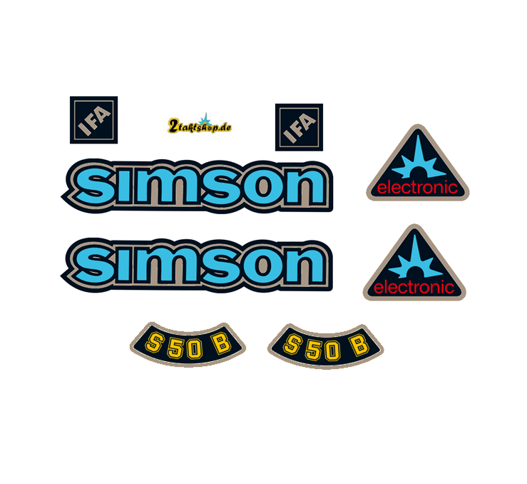 Simson S50 IFA B electronic Blau Wasserschiebebilder Abziehbilder Silber