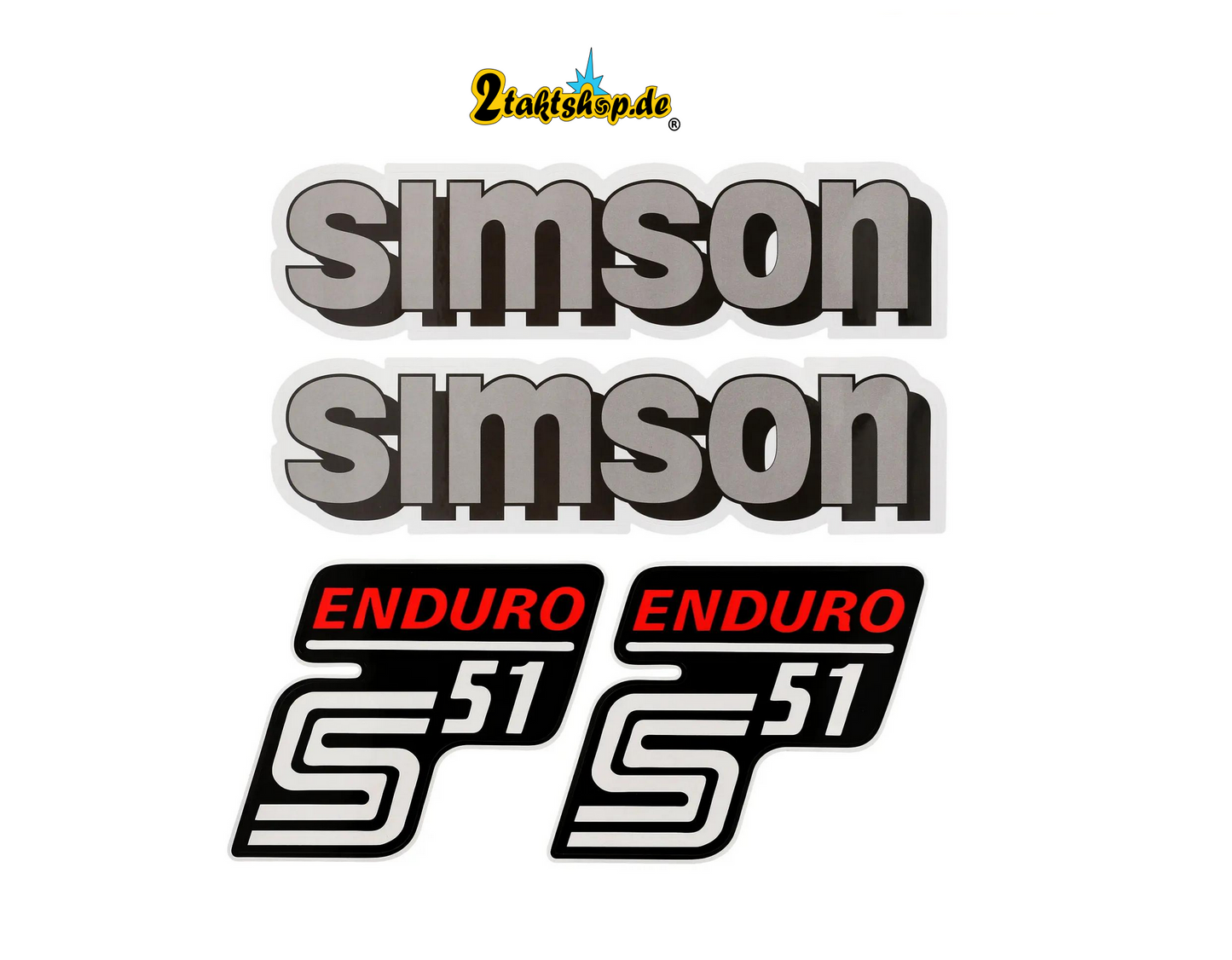 Dekorsatz GRAU WEISS Simson S51 Enduro Aufkleber Set Dekor Premium Retro DDR