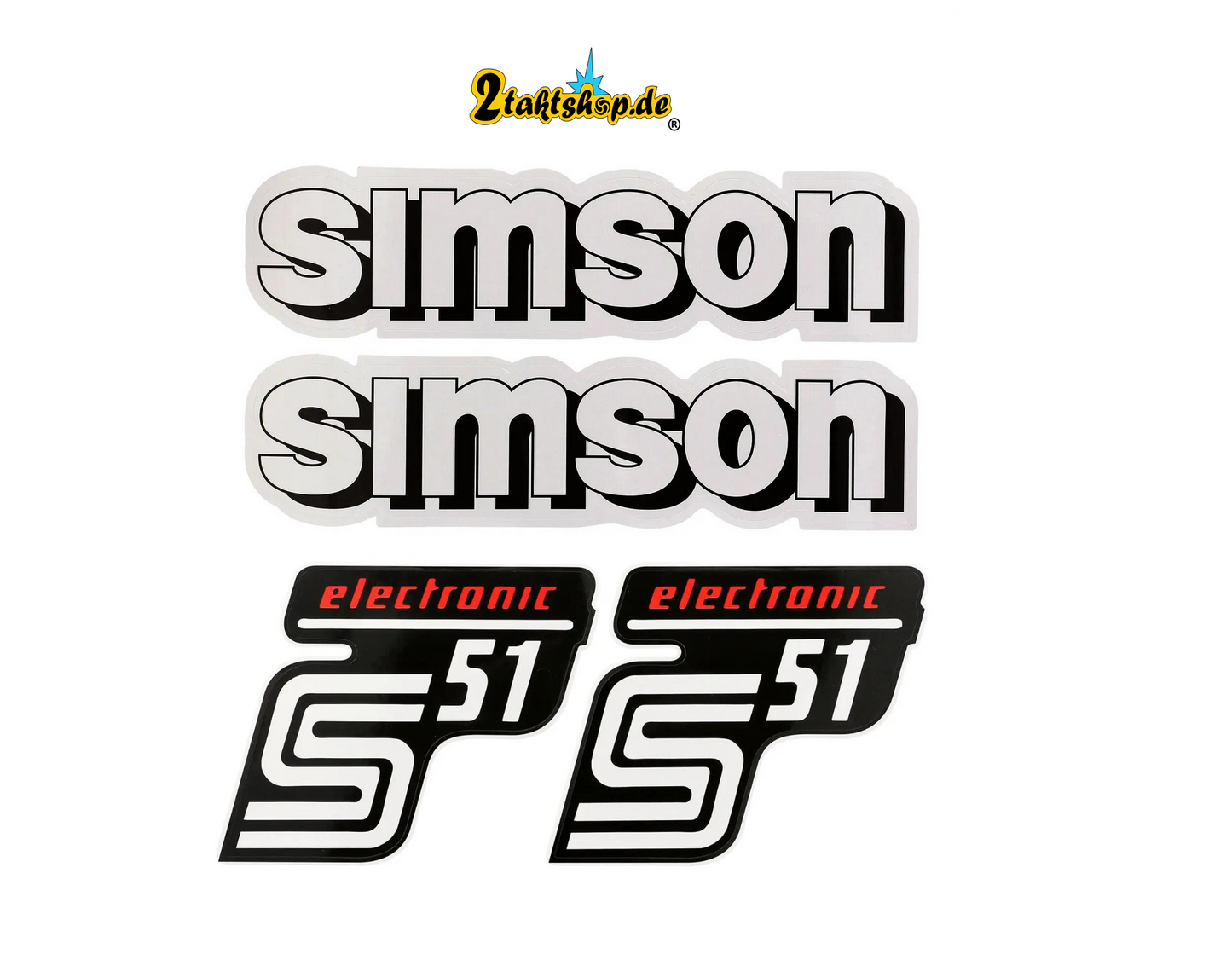 Dekorsatz WEISS Simson S51 Electronic Aufkleber Set Dekor Premium Retro DDR