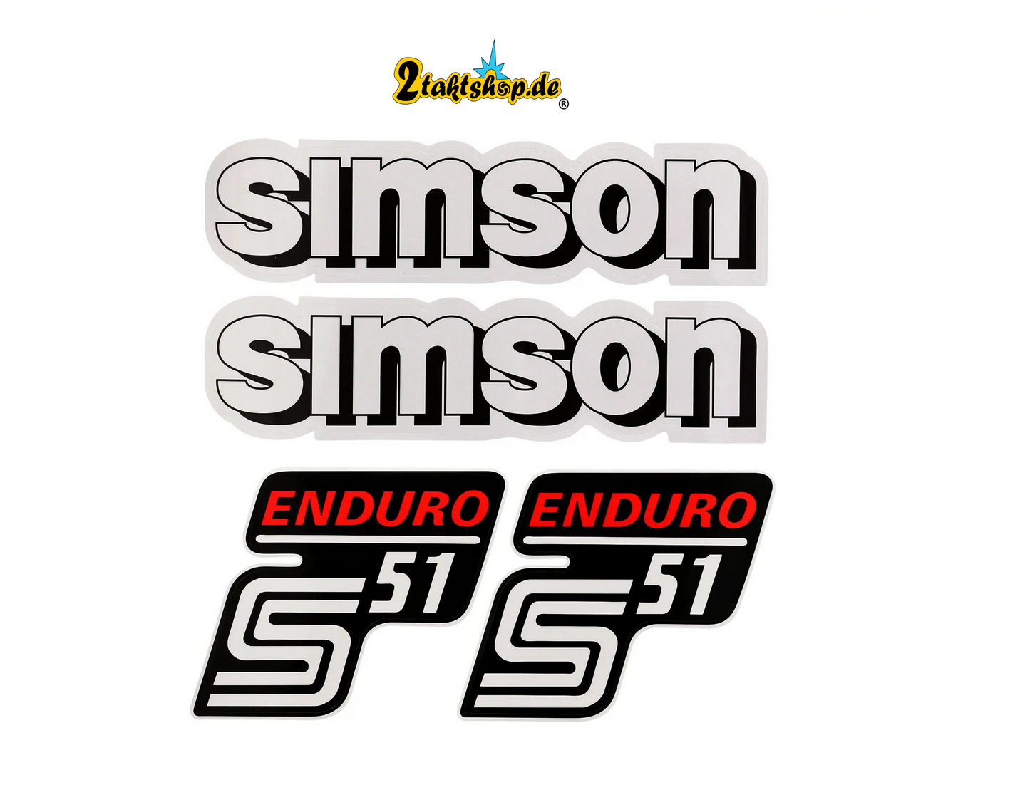 Dekorsatz WEISS Simson S51 Enduro Aufkleber Set Dekor Premium Retro DDR