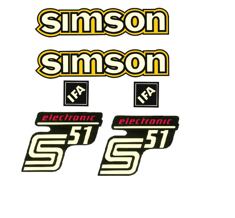 6 teiliger Dekorsatz Simson S51 Electronic altes Design Aufkleber –