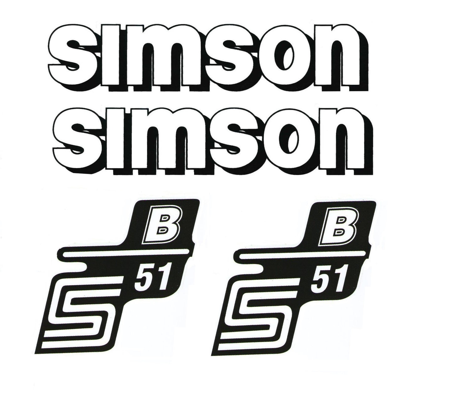 Dekorsatz Simson S51B IFA Retro Aufkleber Set Schwarz Weiss