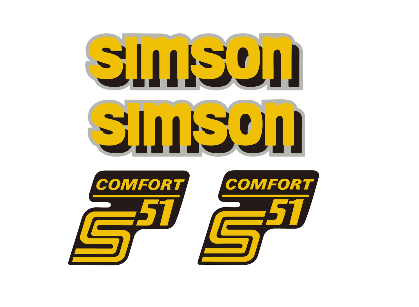 4 teiliges Wasserschiebebild Set Simson S551 Comfort Premium
