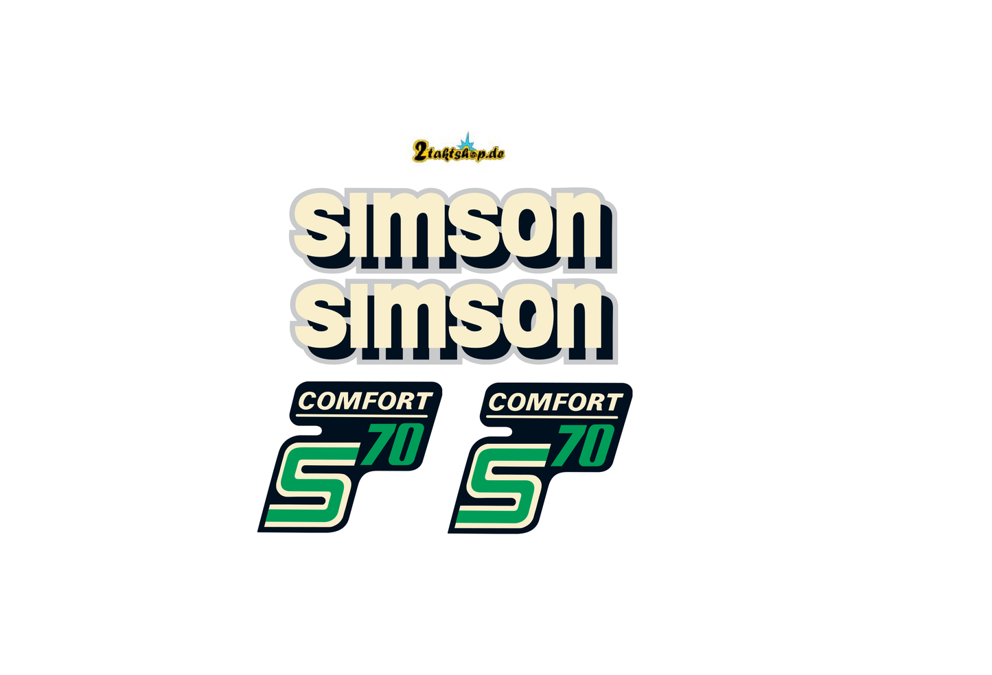 4 teiliges Wasserschiebebild Set Simson S70 Comfort
