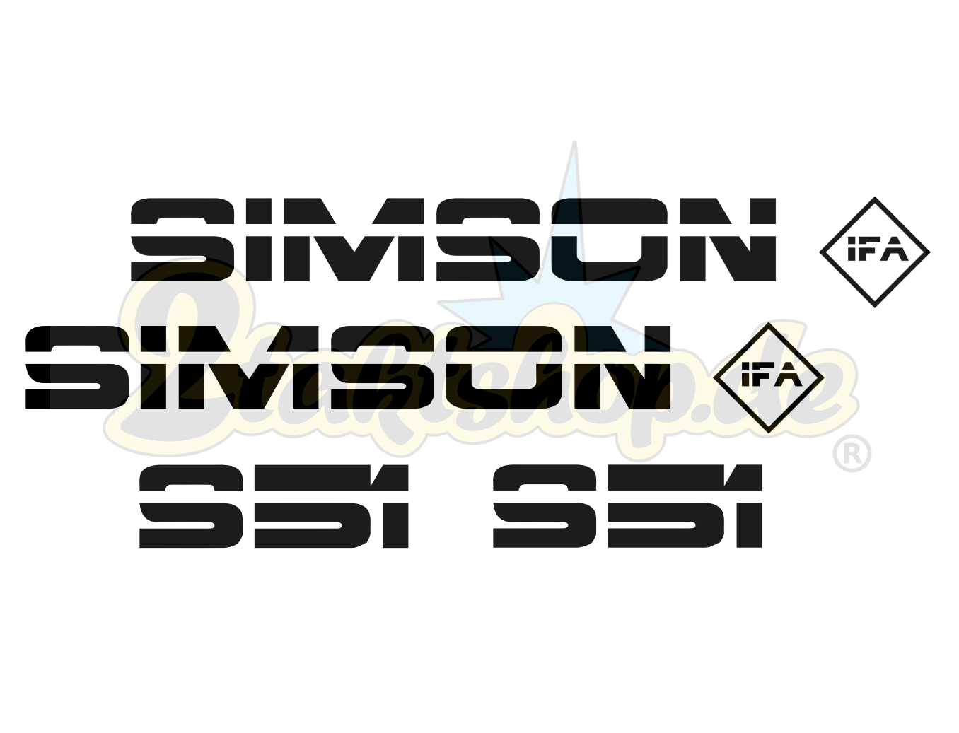 6 teiliges Simson Aufkleberset street Edition grosse Ausführung