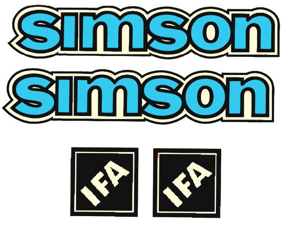 4 teiliges Wasserschiebebild Set Simson klein blau + IFA S50
