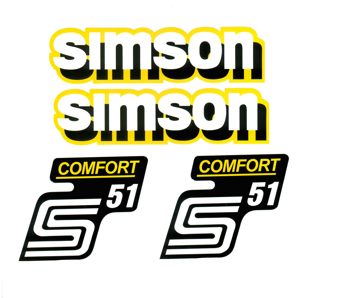 Dekorsatz Simson S51 Comfort Gelb Aufkleber Set
