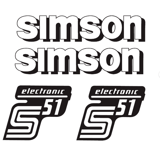 4 teiliger Simson S51 Electronic IFA Aufkleber Set Premium Retro DDR IFA Schwarz WEISS