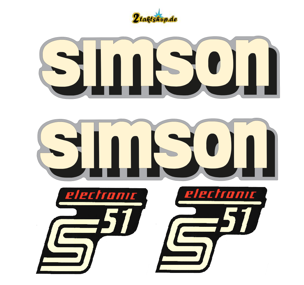 4teiliger Dekorsatz Simson S51 Electronic Retro Aufkleber Set –