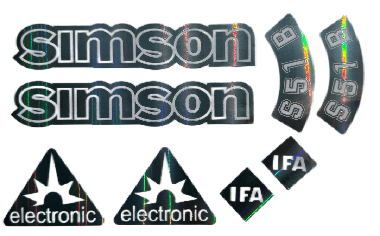 Simson S51B Oil Slick Regenbogen Holo Transparent Aufkleber Premium 10 teilig