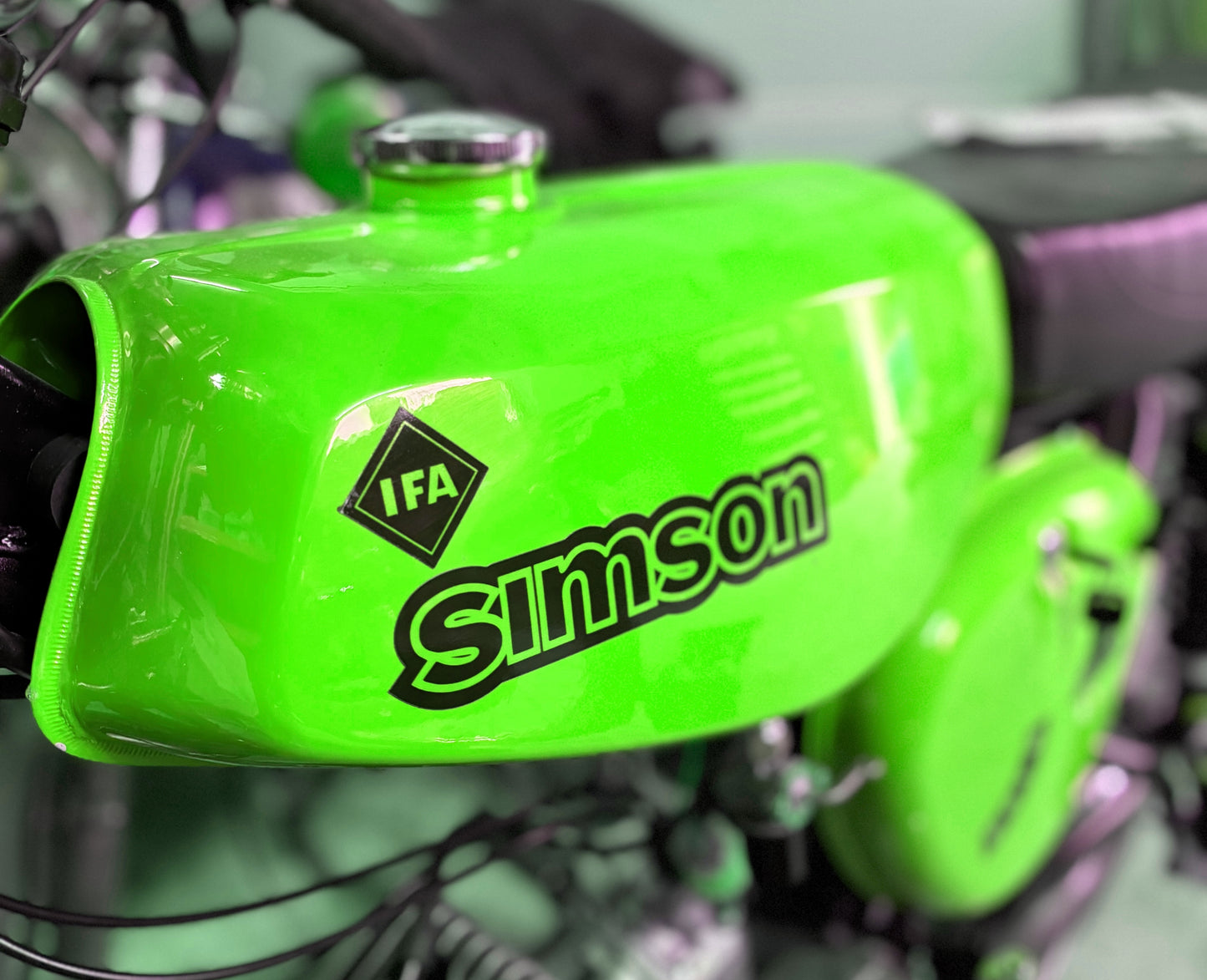 Transparente Simson S51B Aufkleber IFA electronic Tank Seitendeckel Dunkel Premium