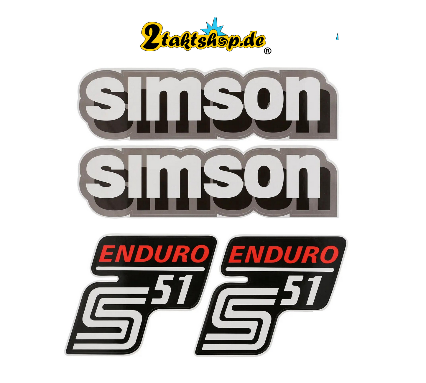 Dekorsatz WEISS GRAU Simson S51 Enduro Aufkleber Set Dekor Premium DDR