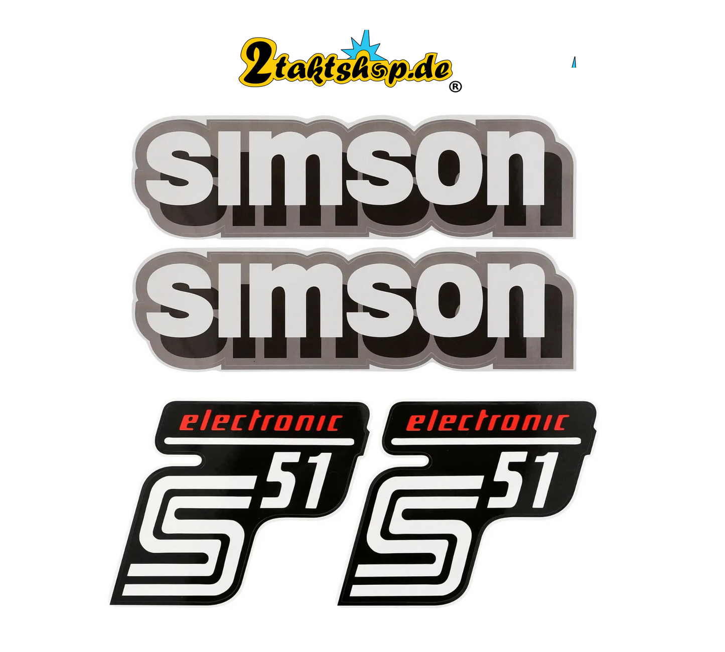 Dekorsatz WEISS GRAU Simson S51 Electronic Aufkleber Set Dekor Premium DDR