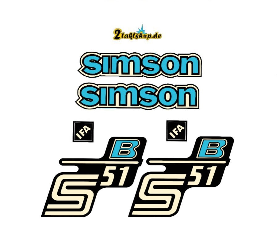 Simson S51 B Wasserabziehbild altes Design Blau DDR IFA Premium