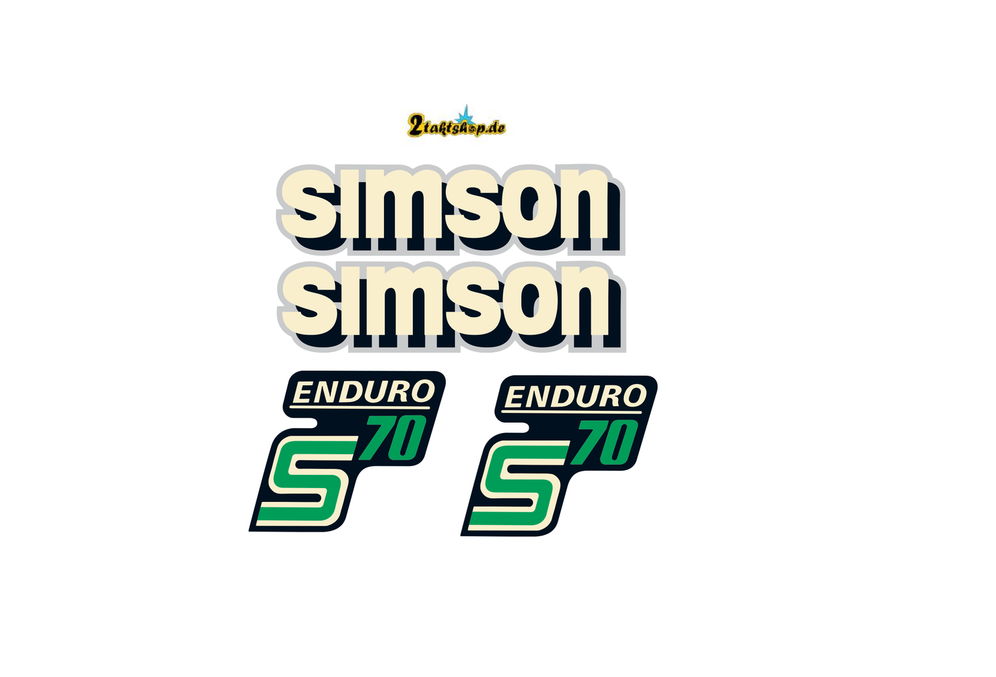 4 teiliges Wasserschiebebild Set Simson S70 Enduro