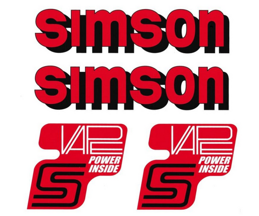 4 teiliger Dekorsatz Simson S51 Vape Power Inside Rot