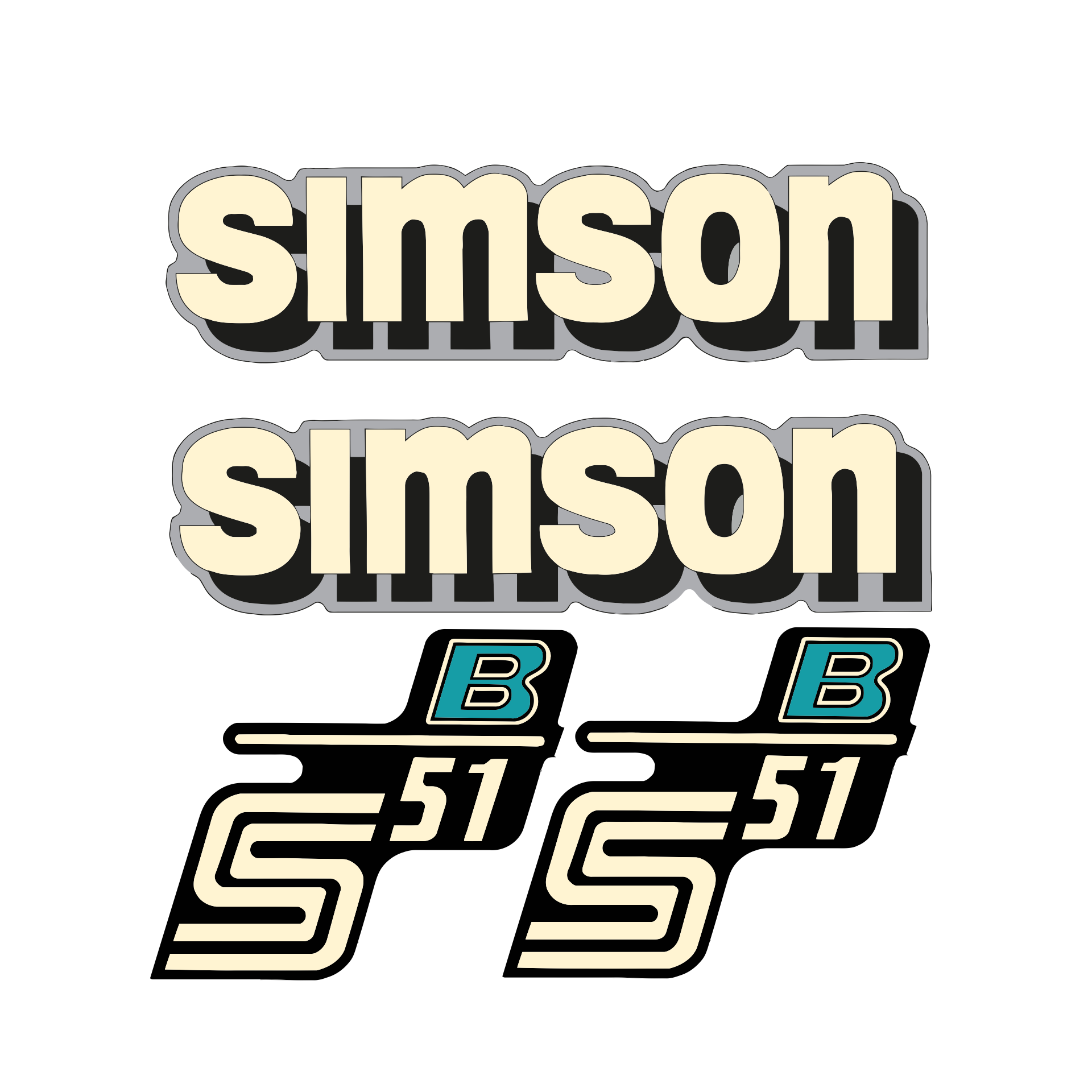 4-piece decor set Simson S51 Electronic Retro stickers