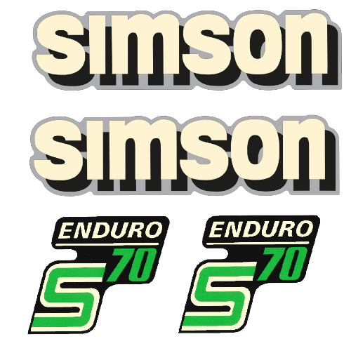 4 teiliger Dekorsatz Simson S70 Enduro Retro Aufkleber Set