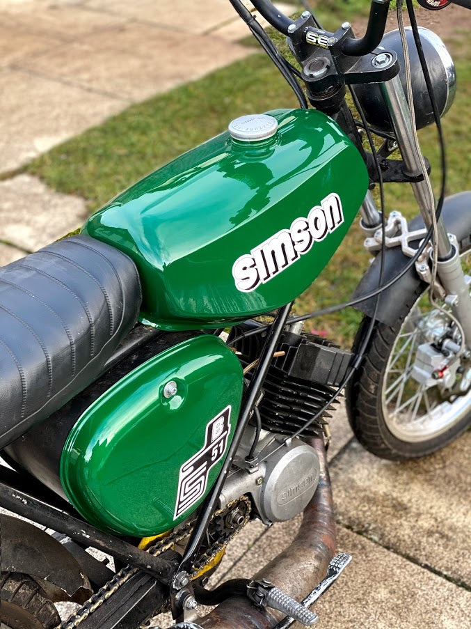 Tank + Seitendeckel Billardgrün für Simson S51 B