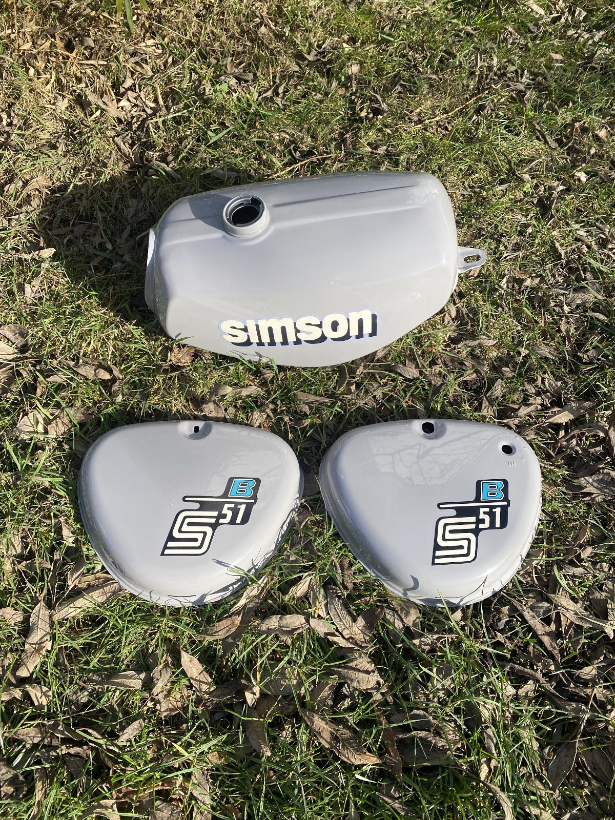 Tank + Seitendeckel Platingrau für Simson S50, S51, S70