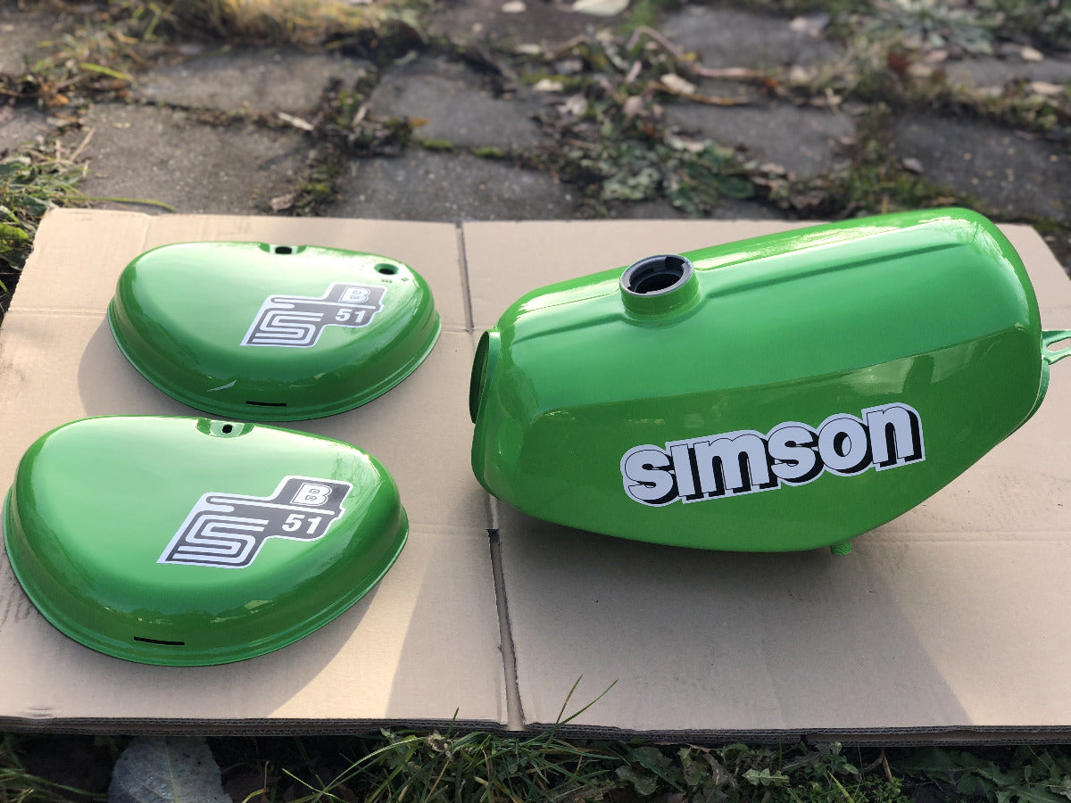 Tank + Seitendeckel Saftgrün für Simson S50, S51, S70