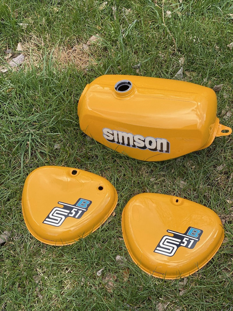 Tank + Seitendeckel Saharabraun für Simson S50, S51, S70