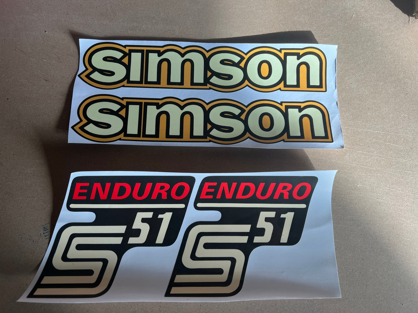 Dekorsatz Simson S51 Enduro Retro Aufkleber Set Gelb