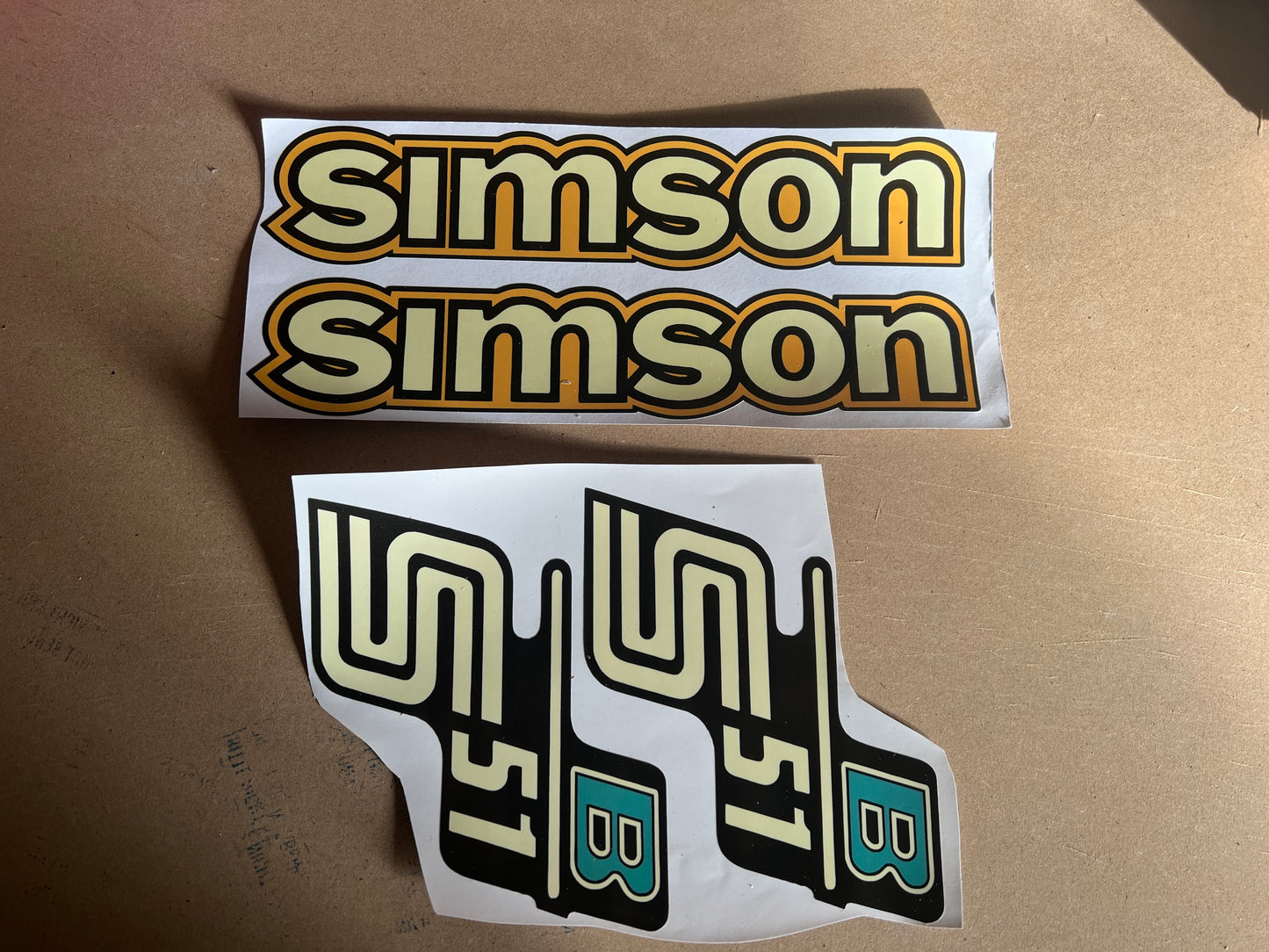 Dekorsatz Simson S51 B Retro Aufkleber Set Gelb