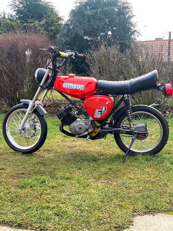 Tank + Seitendeckel Tankset Lackset Flammrot S50, S51, S70