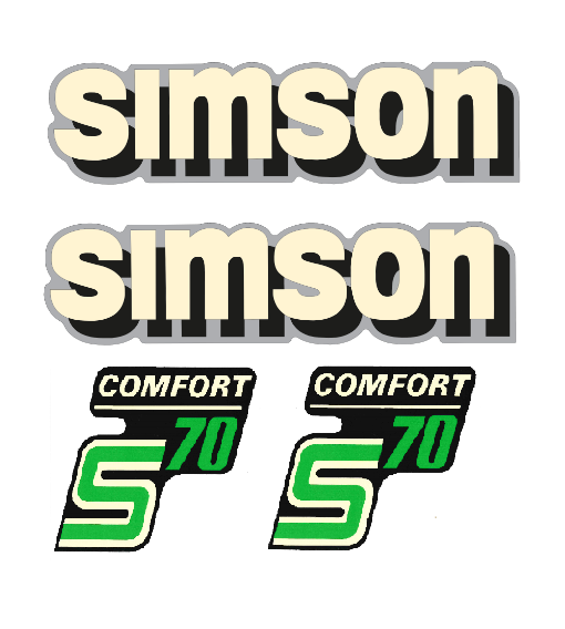 4 teiliger Dekorsatz Simson S70 Comfort Retro Aufkleber Set