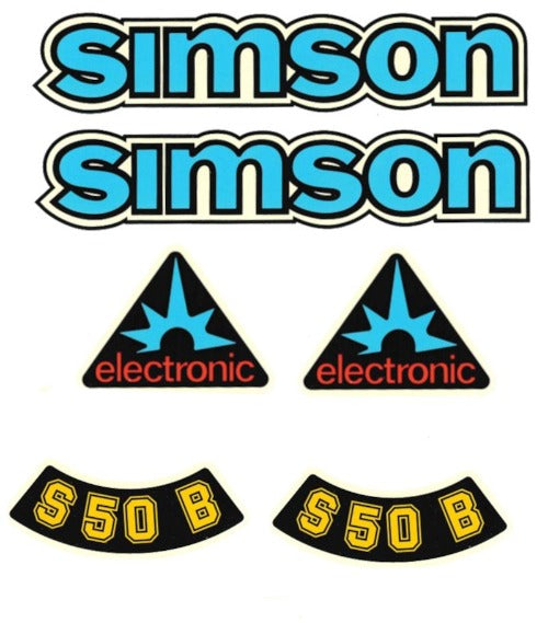 Dekorsatz Simson S50 B Blau electronic Retro Aufkleber Set –