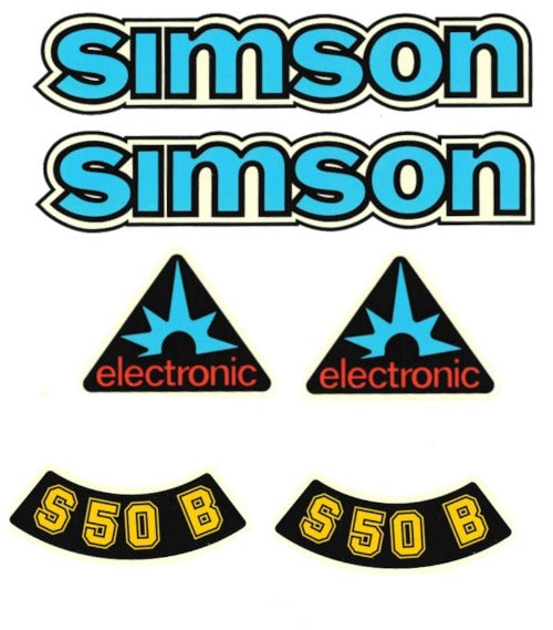 Dekorsatz Simson S50 B Blau electronic Retro Aufkleber Set