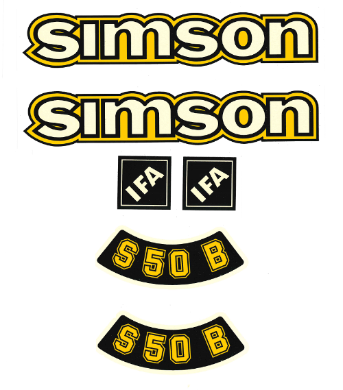 Dekorsatz Simson S50B IFA Retro Aufkleber Set Gelb –