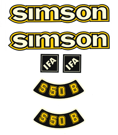 Dekorsatz Simson S50B IFA Retro Aufkleber Set Gelb