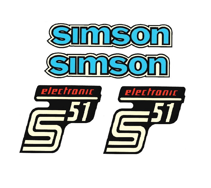 Dekorsatz S51 Elektronik altes Design, Dekorsätze Original Look, Aufkleber/Schriftzüge, Simson