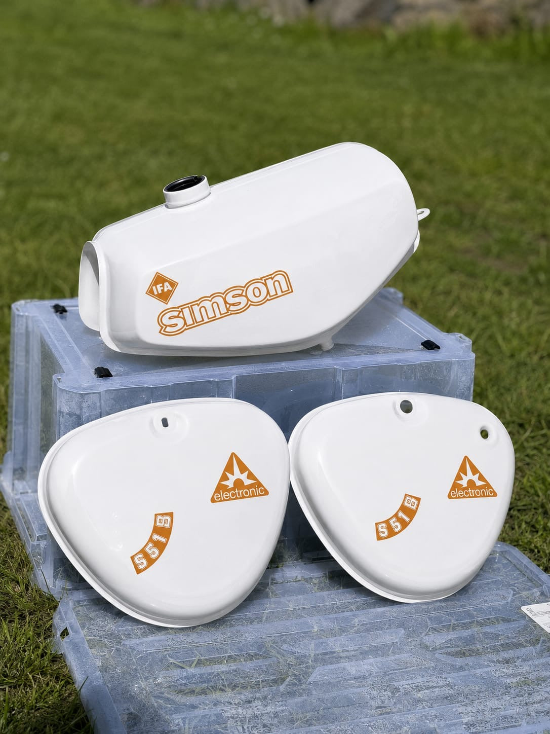 4 teiliges Transparentes S51B  Aufkleber Set Orange  Premium Hell