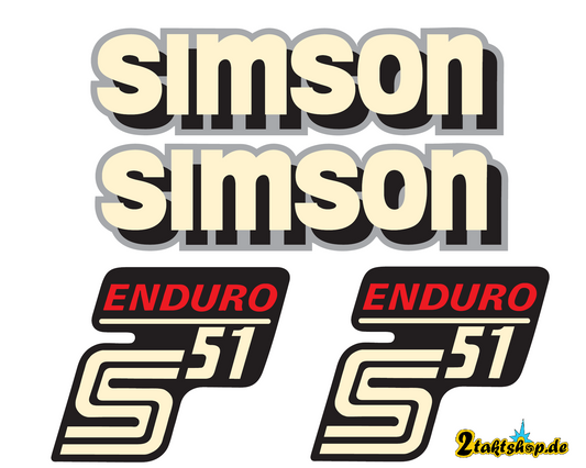 4 teiliger Dekorsatz Aufkleberset Simson S51 Enduro