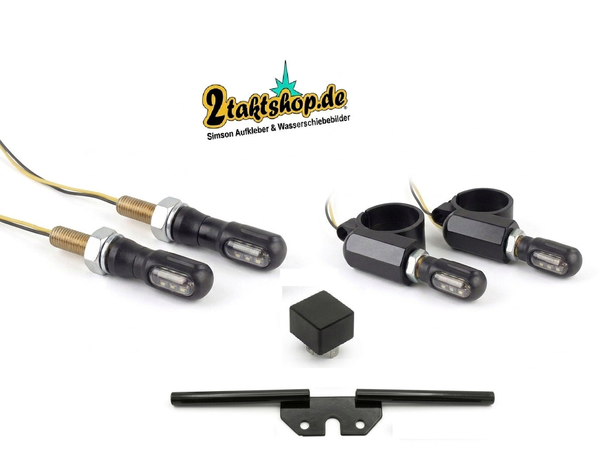 METALL Blinkerträger inkl. Mini LED-Blinker – Komplett-Set für deine Simson!