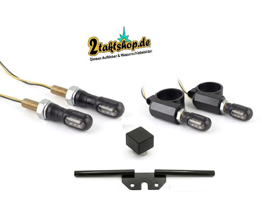 METALL Blinkerträger inkl. Mini LED-Blinker – Komplett-Set für deine Simson!
